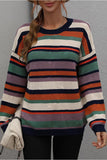COLORED STRIPE KNIT SWEATER TOP - Doublju