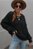LOOSE FIT CABLE KNIT DAILY SWEATER - Doublju