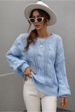 LOOSE FIT CABLE KNIT DAILY SWEATER - Doublju