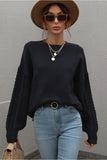 LOOSE FIT CABLE KNIT SLEEVE SWEATER TOP - Doublju