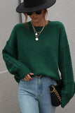 LOOSE FIT CABLE KNIT SLEEVE SWEATER TOP - Doublju