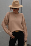 LOOSE FIT CABLE KNIT SLEEVE SWEATER TOP - Doublju