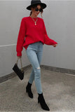 LOOSE FIT CABLE KNIT SLEEVE SWEATER TOP - Doublju