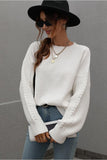LOOSE FIT CABLE KNIT SLEEVE SWEATER TOP - Doublju