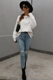 LOOSE FIT CABLE KNIT SLEEVE SWEATER TOP - Doublju