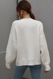 LOOSE FIT CABLE KNIT SLEEVE SWEATER TOP - Doublju