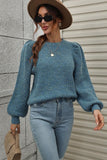 LOOSE FIT LEG OF MUTTON SLEEVE KNIT WARM SWEATER - Doublju