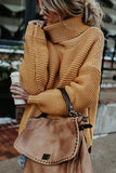 TURTLE NECK CABLE KNIT LOOSE FIT KNIT SWEATER - Doublju
