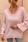 LOOSE FIT HOLLOW KNIT SWEATER TOP - Doublju