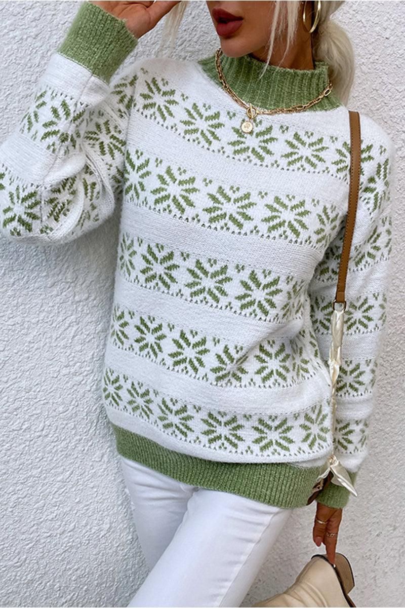 CHRISTMAS PATTERN TURTLE NECK SWEATER TOP - Doublju