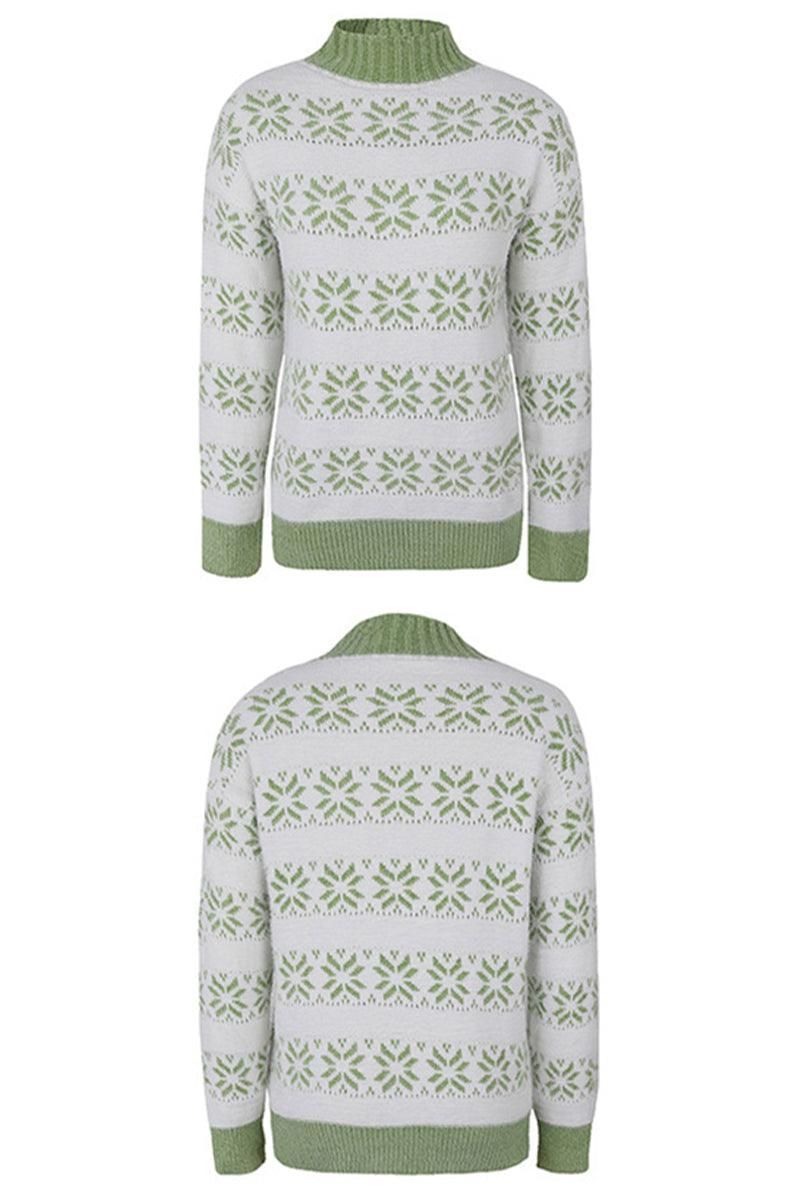 CHRISTMAS PATTERN TURTLE NECK SWEATER TOP - Doublju