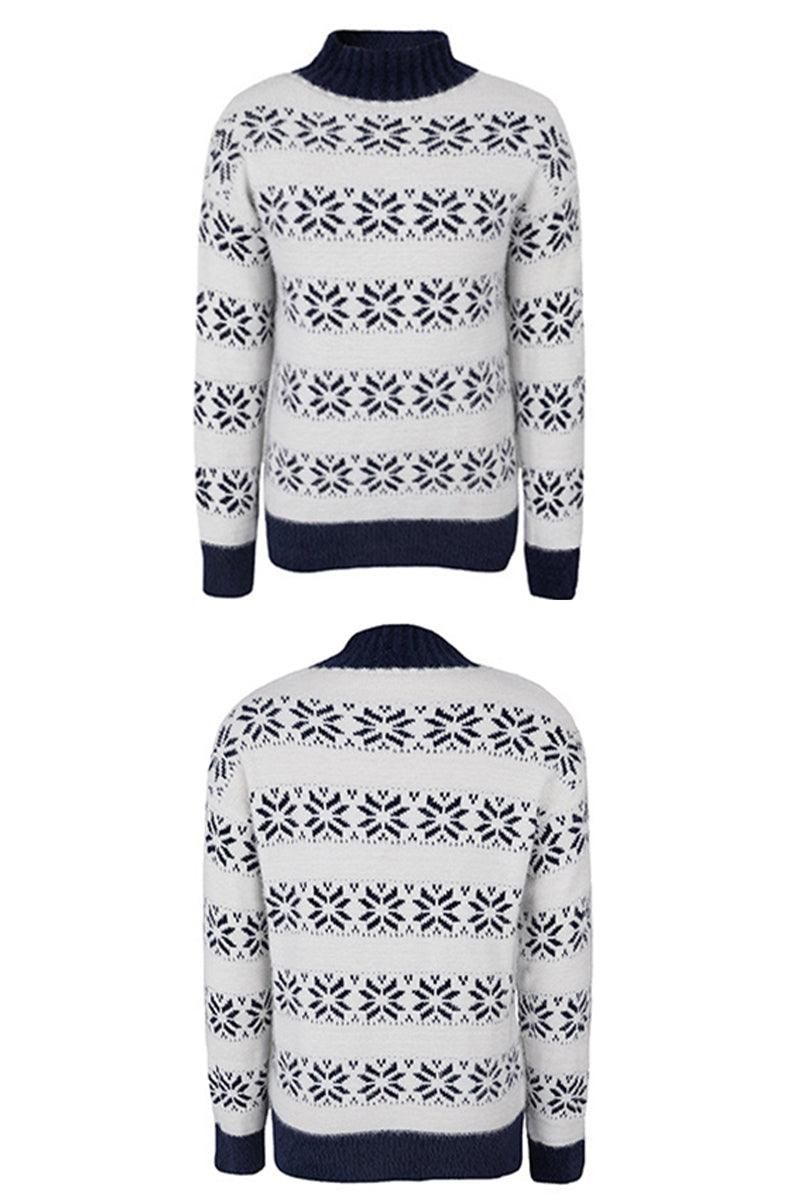 CHRISTMAS PATTERN TURTLE NECK SWEATER TOP - Doublju