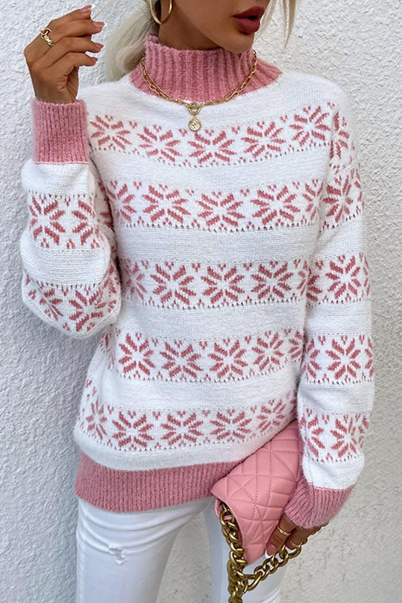 CHRISTMAS PATTERN TURTLE NECK SWEATER TOP - Doublju