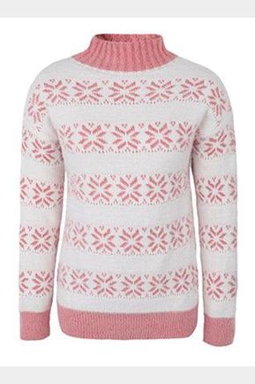 CHRISTMAS PATTERN TURTLE NECK SWEATER TOP - Doublju