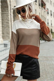 COLOR BLOCK CASUAL TUNIC SWEATER - Doublju