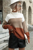 COLOR BLOCK CASUAL TUNIC SWEATER - Doublju