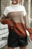 COLOR BLOCK CASUAL TUNIC SWEATER - Doublju