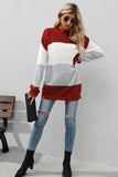 COLOR BLOCKED LOOSE FIT DAILY SWEATER - Doublju