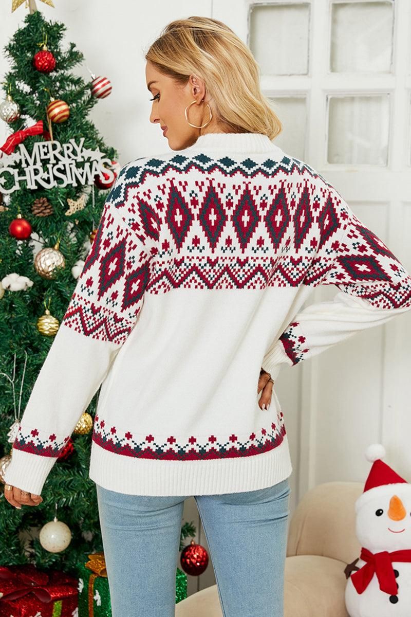 CHRISTMAS PATTERN KINTTED SWEATER TOP - Doublju