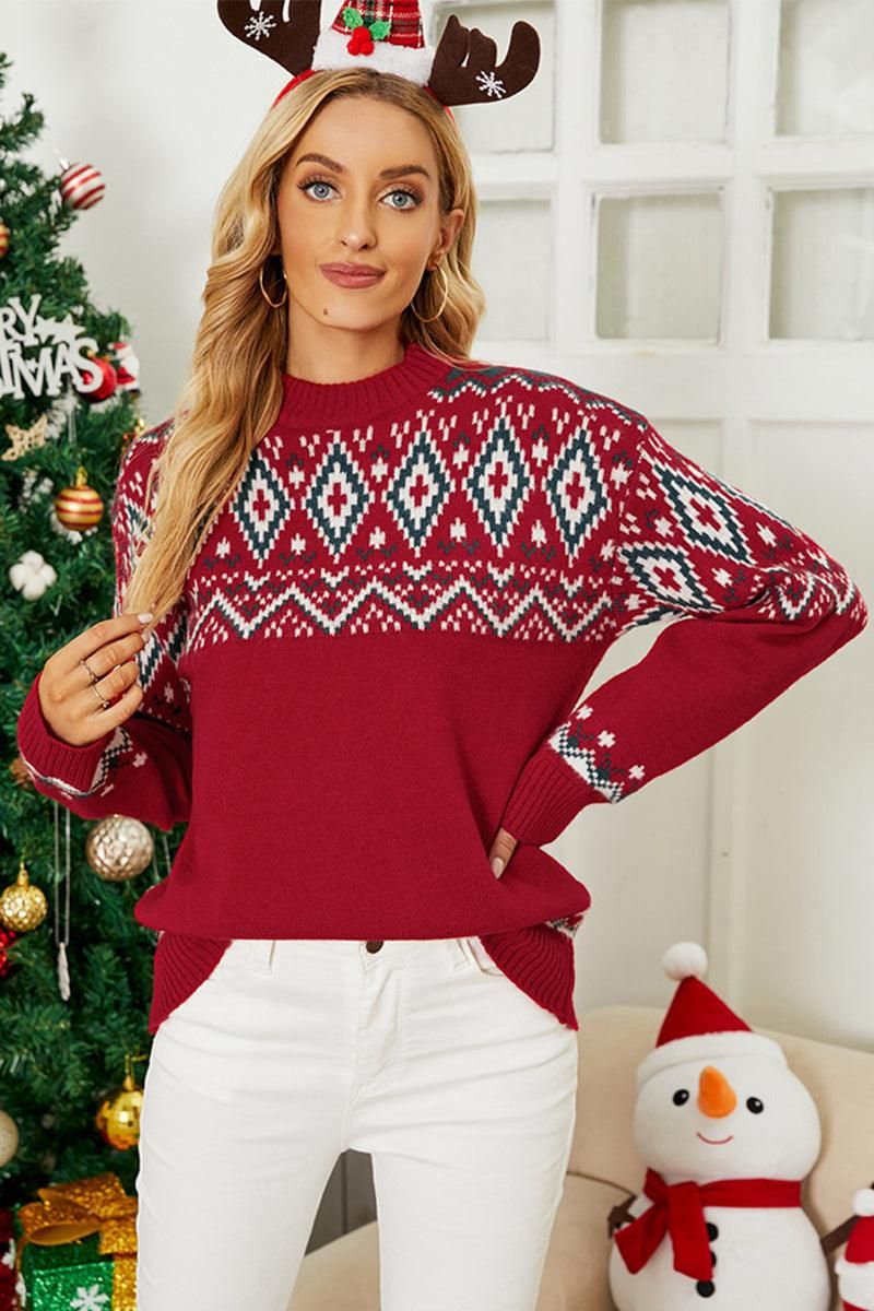 CHRISTMAS PATTERN KINTTED SWEATER TOP - Doublju