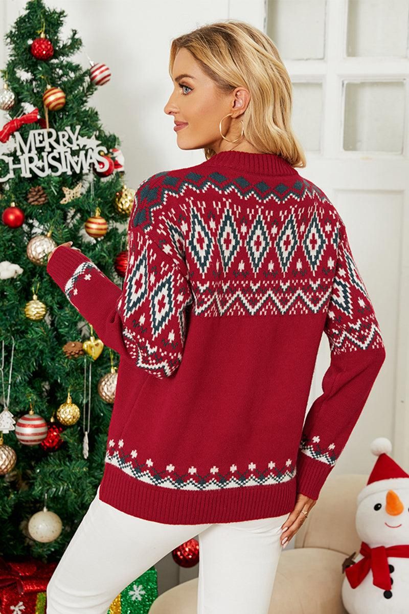 CHRISTMAS PATTERN KINTTED SWEATER TOP - Doublju