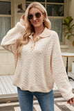 WOMEN V PATTERNED BUTTON V NECK JUMPER TOP - Doublju