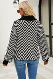 WOMEN V PATTERNED BUTTON V NECK JUMPER TOP - Doublju