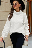 WOMEN CABLE KNITTED TURTLE NECK WINTER SWEATER - Doublju