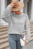 WOMEN RIBBED HOLLOW OUT LINED KNIT SWEATER - Doublju