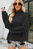 WOMEN OVERSIZED HIGH NECK PULLOVER SWEATER - Doublju