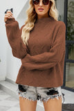 WOMEN OVERSIZED HIGH NECK PULLOVER SWEATER - Doublju