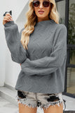 WOMEN OVERSIZED HIGH NECK PULLOVER SWEATER - Doublju