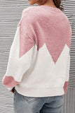 WOMEN RIBBED COLOR BLOCK PULLOVER TOP - Doublju