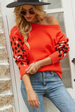 WOMEN LOOSE ROUND NECK LEOPARD PRINT SWEATER - Doublju