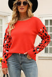 WOMEN LOOSE ROUND NECK LEOPARD PRINT SWEATER - Doublju