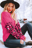 WOMEN LOOSE ROUND NECK LEOPARD PRINT SWEATER - Doublju