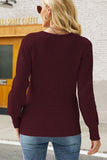 WOMEN LONG SLEEVE SEXY DEEP NECK WRAP SWEATER - Doublju