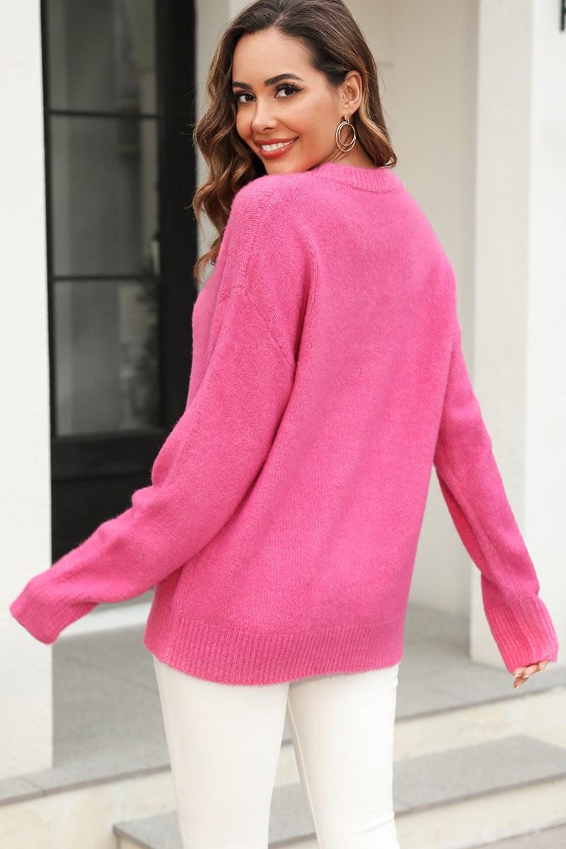 WOMEN OVERSIZED LOOSE FIT RIBBED PULLOVER SWEATER - Doublju