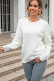 WOMEN OVERSIZED LOOSE FIT RIBBED PULLOVER SWEATER - Doublju