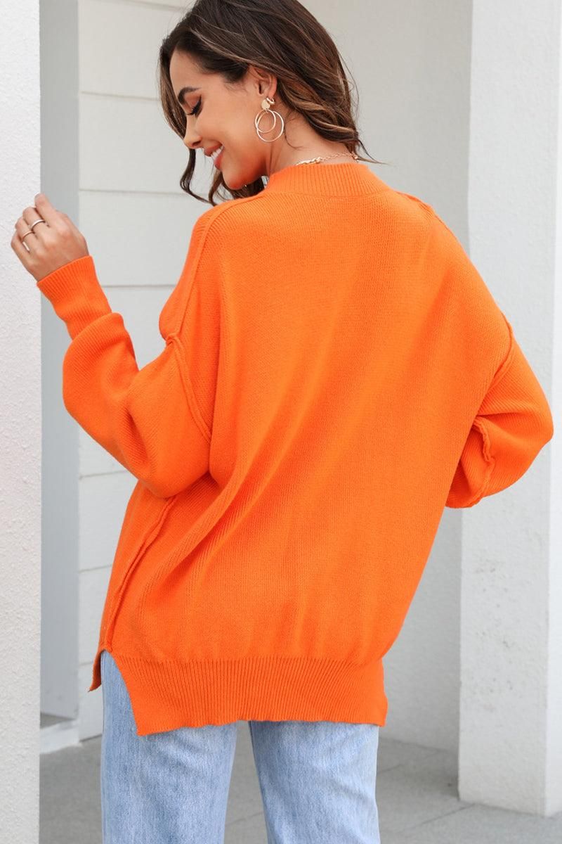 WOMEN OVERSIZED BOYFRIEND BASIC PULLOVER SWEATER - Doublju