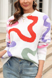 WOMEN LOOSE FIT CREW NECK PULLOVER SWEATER