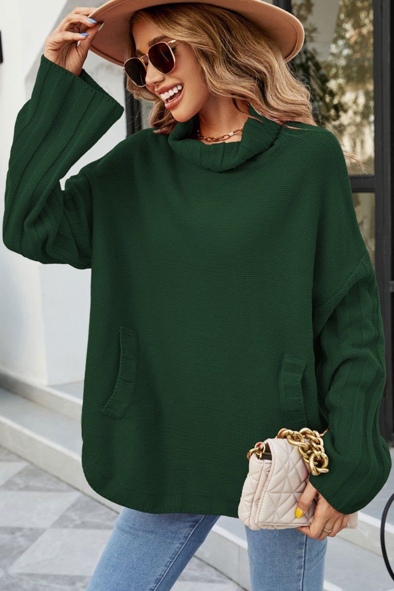 WOMENS LOOSE OVERSIZE HIGH NECK SWEATER