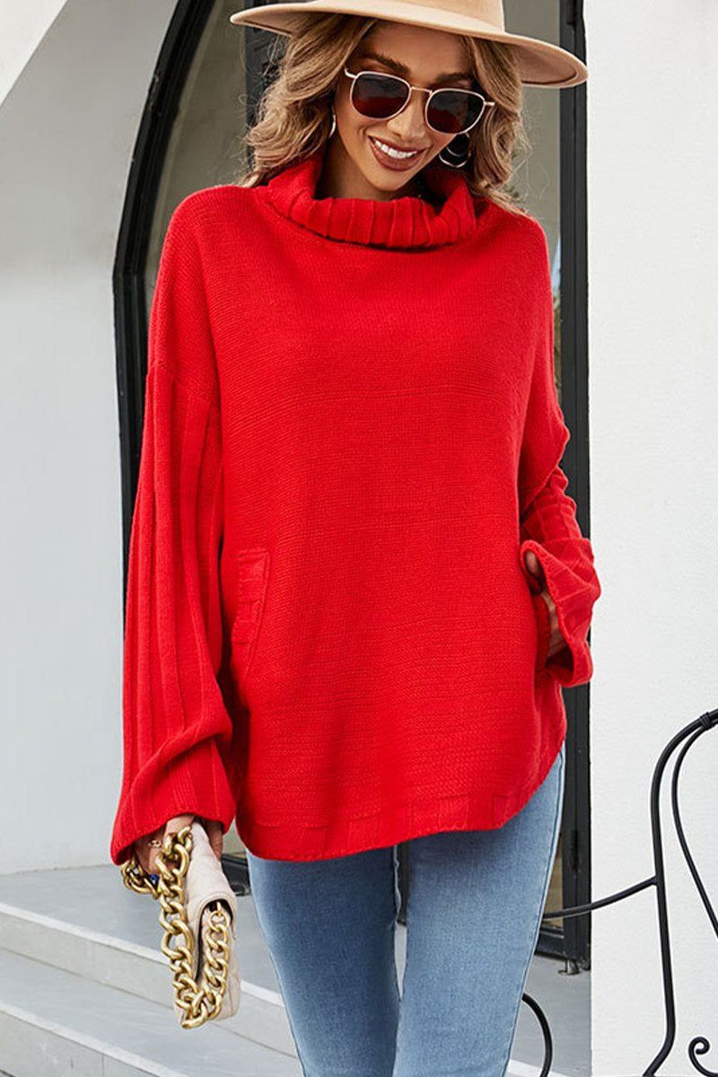 WOMENS LOOSE OVERSIZE HIGH NECK SWEATER