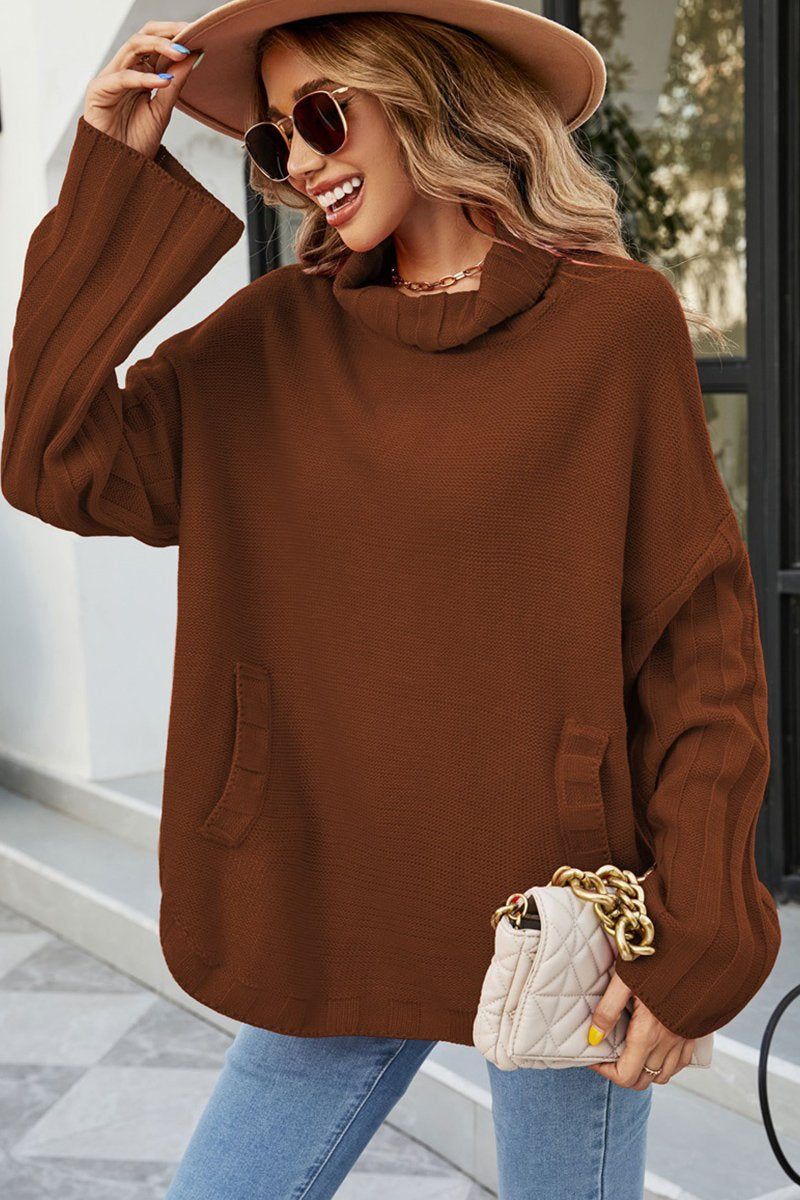 WOMENS LOOSE OVERSIZE HIGH NECK SWEATER