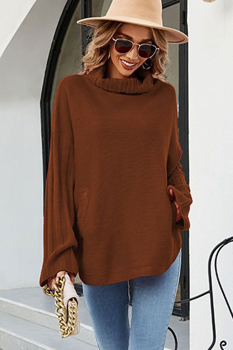 WOMENS LOOSE OVERSIZE HIGH NECK SWEATER