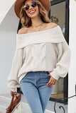 WOMEN OFF SHOULDER CABLE KNIT OVERSIZE SWEATER