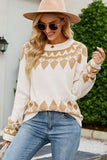 WOMEN WESTERN CREW NECK PULLOVER SWEATER