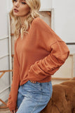 WOMEN RIBBED ROUND NECK LONG SLEEVE COZY SWEATER