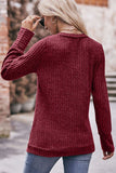 WOMEN RIBBED V NECK CORDUROY WARM SWEATER