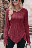 WOMEN CORDUROY LOOSE FIT SIDE BUTTONED SWEATER